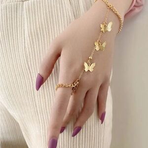 Butterfly Chain Finger Bracelet Ring